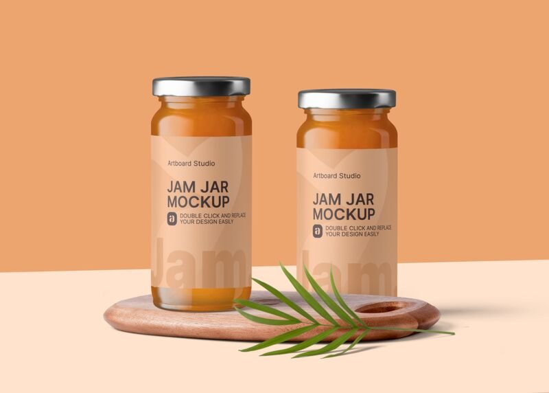 Free for commercial use high quality images Jam Jar Mockup Template